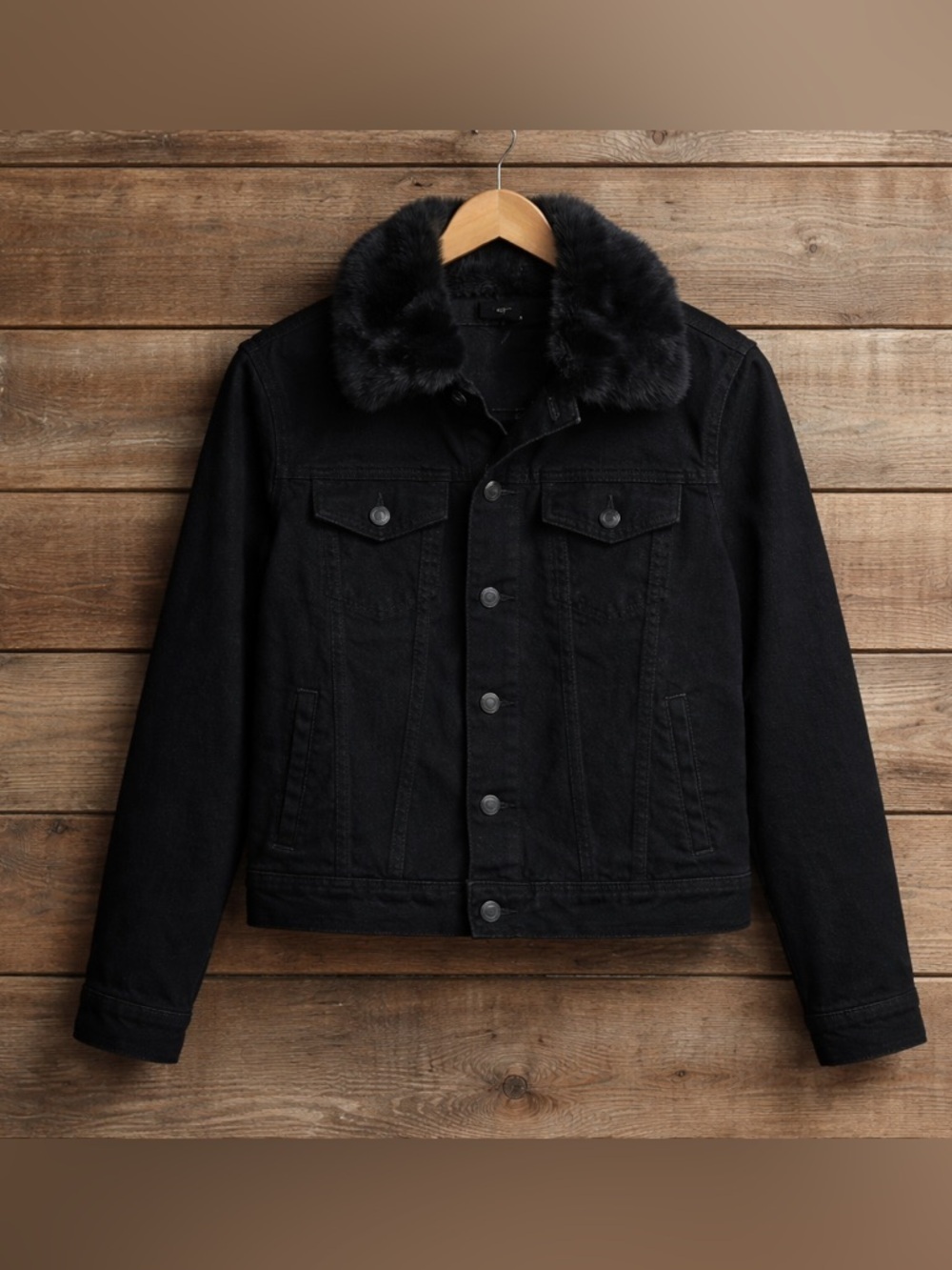 Talbots Classic Faux Fur Collar Denim Jacket